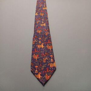 Salavtora Ferragamo Silk Red Ribbon/Horse design Tie